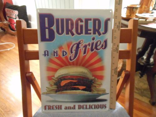 Burgers And Fries Metal Sign