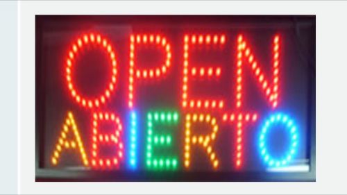 OPEN-ABIERTO Ultra bright LED neon Open W/ motion animation ON/OFF switch sign.