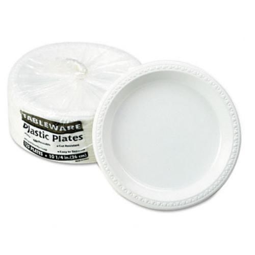 Tablemate dinnerware plate - plastic - 10.25&#034; - sage, white (tm10644wh) for sale