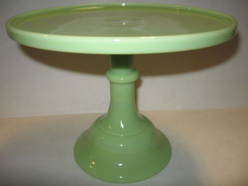 lime green milk Glass cake serving stand / plate platter pedistal raised jadeite