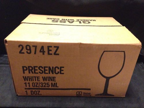 VTG 12 Anchor Hocking Presence White Wine 11oz Wine Glasses - NEW - 1 CASE OF 12