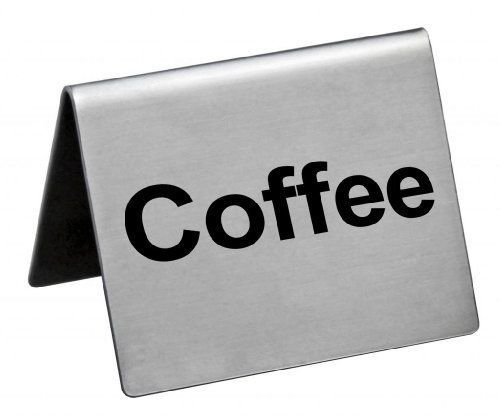 NEW New Star Stainless Steel Table Tent Sign  &#034;Coffee&#034;  2-Inch by 2-Inch  Set of