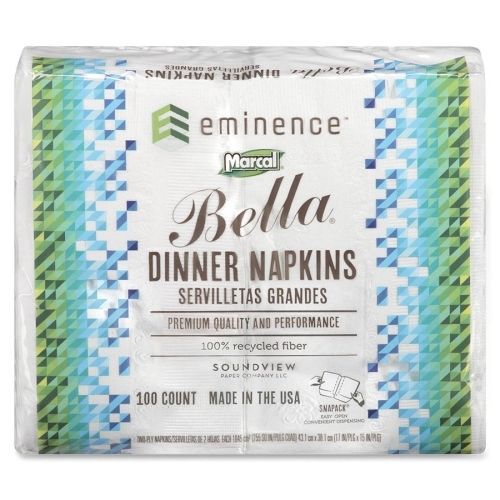 Marcal Bella Dinner Napkin - 2 Ply - 3000 / Carton - 15&#034; x 17&#034; - White