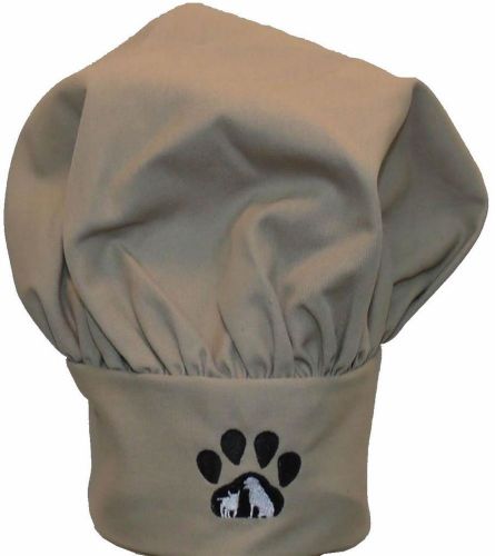 Khaki Paw Print Dog Cat Adoption Chef Hat Adult Size Adjustable Velcro Monogram