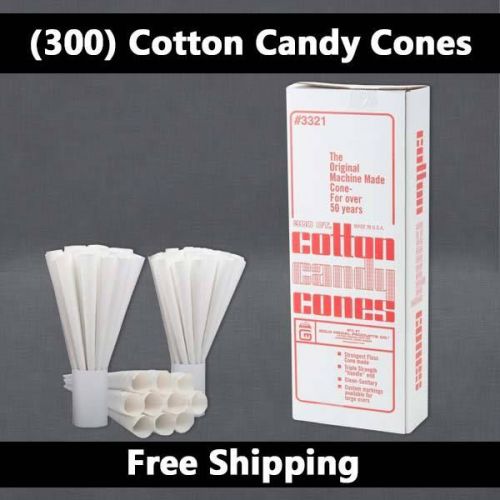 Cotton Candy Paper Cones | Case of 300, Plain White, Gold Medal *FREE SHIPPING*
