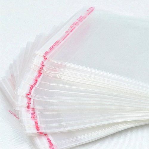 100pcs (9.50&#034; x 13.25&#034;) Clear Resealable Poly Cello Bags with Hang Hole Tab Tag