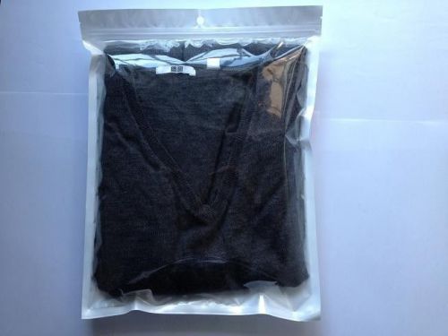 26x34cm Zipper Flat Clear White Bags For Packing T-Shirt Underwears 100pcs/lot