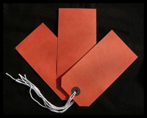 40 red strung tags 120 x 60 mm luggage price stock swingtags labels for sale
