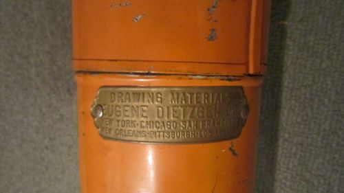 Vintage Eugene Dietzgen Blue Print Mailing Tube, Metal W/ Brass Maker&#039;s Mark USA