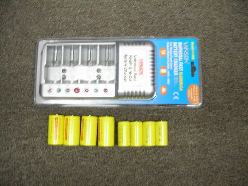 D/C/AA/AAA/9v ic fast control Charger-6 slots+each 4 of C &amp; D Hitech Cells*UL*