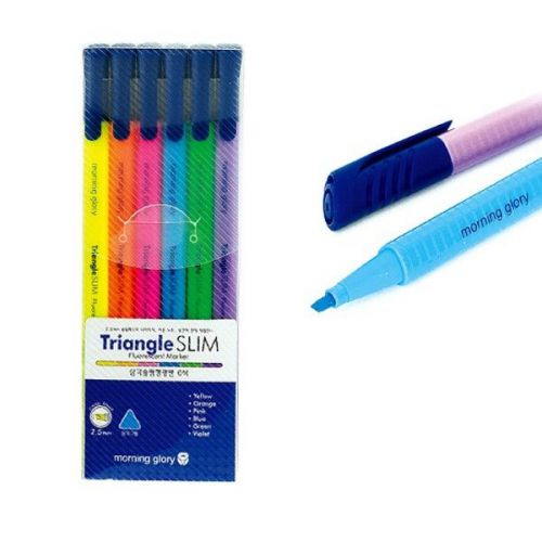 Triangle Slim Fluorescent 6 Color Pen Set