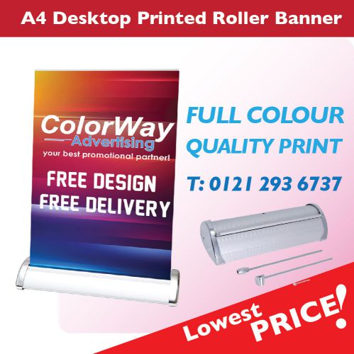 A4 Desktop Printed Roller Banner - Pop Up/Roll Up/Pull up Exhibition Display