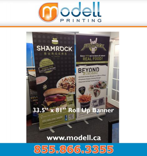 professional 33&#034;x81&#034; retractable roll up banner stand trade show signage display