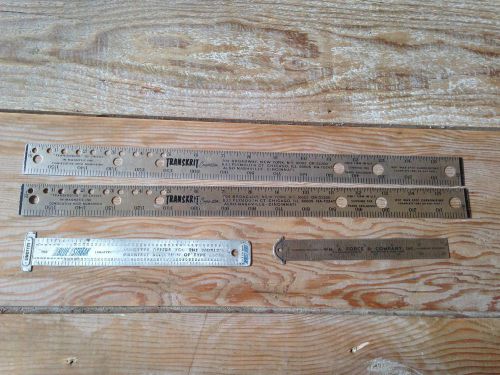 4 Vintage Linotype Ruler Printing Printer Blue Streak Transkrit Wm A Force Co.