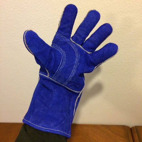 Blue Leather Welder with Reinforced Thumb &amp; Palm - Left Hand Only