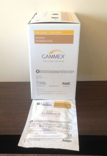 Lot of 50 surgical gloves, sensitive non- latex, size 6.5, gammex, ansell for sale