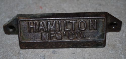 Vintage decorative printer&#039;s type drawer pull Hamilton MFG Co.