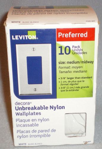 Leviton Preferred 10 Pack Unbreakable Nylon White Wallplates New