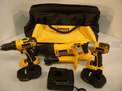 Dewalt combo kit dck425c drill, driver, recip saw, light 2 batteries and charger for sale
