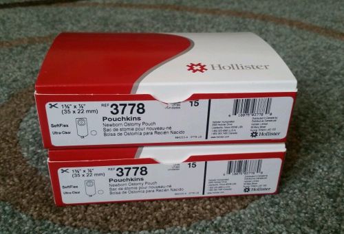 Hollister Newborn Pouchkins Ostomy Pouch 3778 Box of 15 set of 2 (1 3/8 x 7/8)