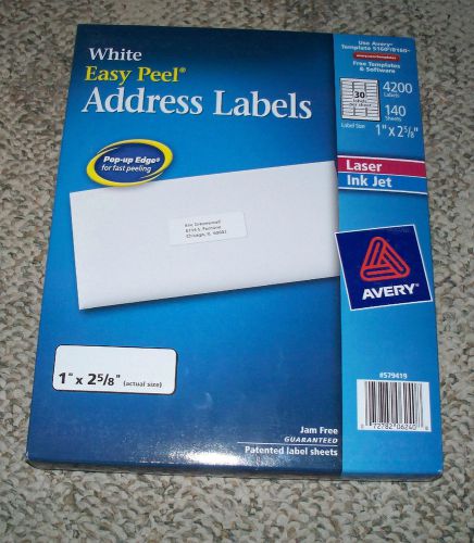 300 Avery Easy Peel Address Label - 1&#034; X 2.62&#034; 300 labels-10 sheets-30 per sheet