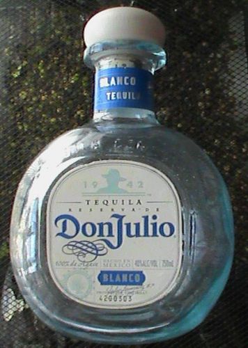 DON JULIO BLANCO Tequila 750 ml empty clear blue glass bottle collectible cork