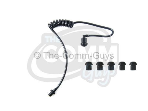 NEW BLACK COILED EARPIECE TUBE WITH 5 SPARE EARTIPS FOR RADIO EARPIECE HEADSET