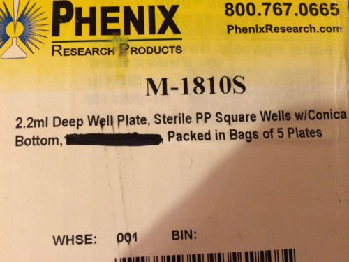 Phenix M-1810S, 2.2ml Deep Well Plate, Square Well with Conica Bottom, Box of 10