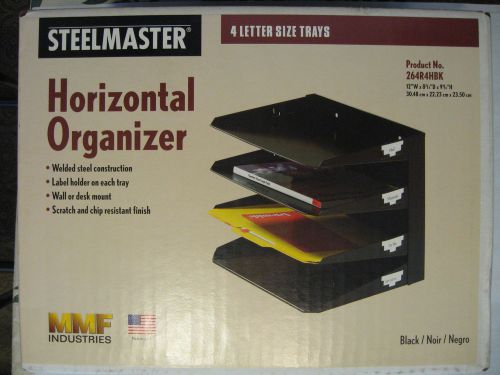 New horizontal desk organizer letter size 4 tier steel black fast ship for sale