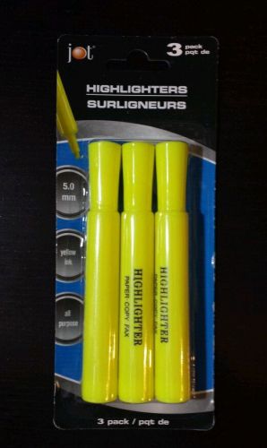 JOT HIGHLIGHTERS 5.0mm YELLOW PACK OF 3