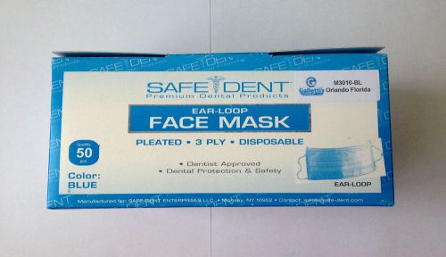 Non Woven 3 Ply, Ear Loop, Pleated Face Mask 50/bag