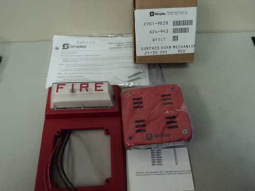 New simplex fire alarm red flash horn strobe wall mount set 4903-9101 2901-9846 for sale