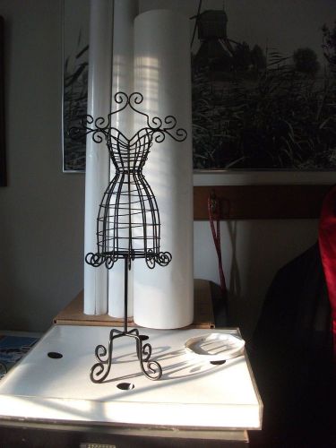 minature dress model wireframe stand black wire dress dummy