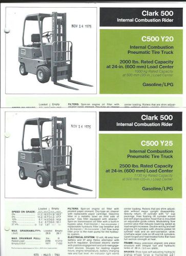 Fork Lift Truck Brochure - Clark - C500 Y 20 25 30 40D 45D 50D - c1975 (LT134)