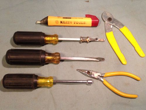 Klein Tools * 6 Pc Lot * Klein Non-Contact Voltage Tester * Screwdrivers* Pliers