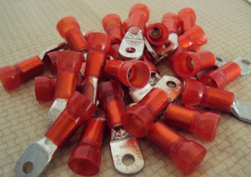 12 Red PVC Insulating Sleeve Ring Terminals Cable Lugs #8 8 AWG THOMAS &amp; BETTS