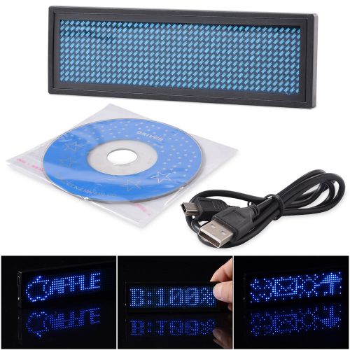 Programmable Blue LED Scrolling Name Badge Tag Moving Message Display Sign LD411