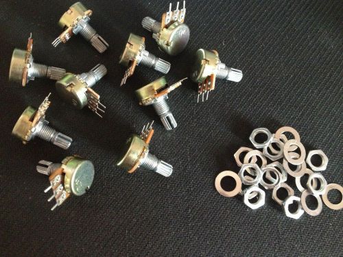 10pcs Linear Potentiometer Pots 15mm Shaft with Nuts and Washers B10K