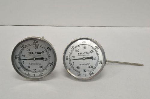 LOT 2 TEL-TRU -50-600F DIAL PROBE THERMOMETER 5IN STAINLESS 1/2IN NPT B213823