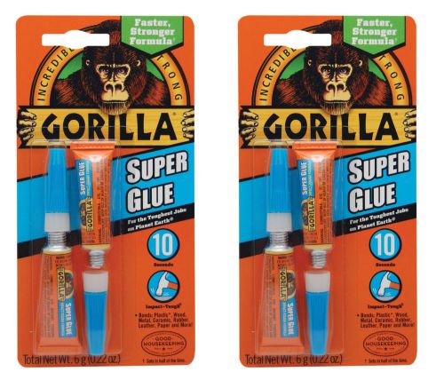 Gorilla Glue Super Glue 3g 2 Tube Pack, 2 Pack-4 Tubes Total, Dries in 10-30 Sec