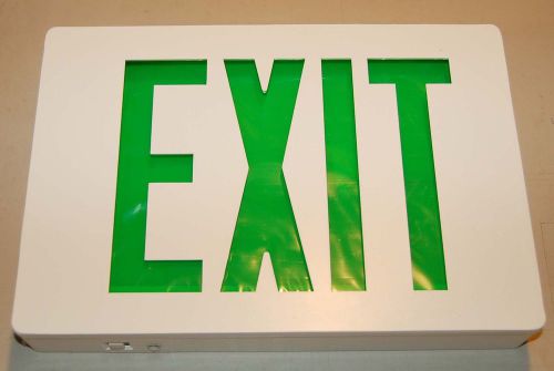 Nib lithonia lighting aluminum white die cast led exit sign green letters 282967 for sale
