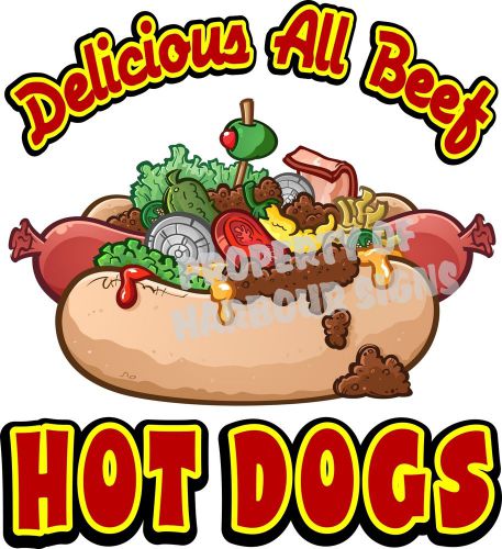 All Beef Hot Dogs Decal 14&#034; Restaurant Concession Trailer Food Truck Cart Cater