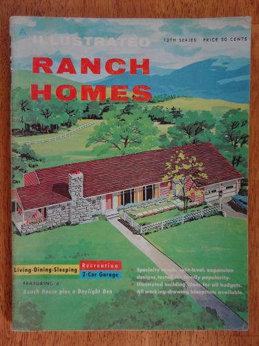 Vintage Mid Century 1958 ILLUSTRATED RANCH HOMES Floor Plan Book