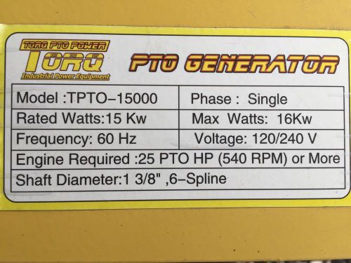 New Pto Generator 15kw