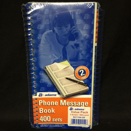New Adams Phone Message Book, 2-Part, Carbonless, 4 Per PAGE, 400 SETS Per BOOK