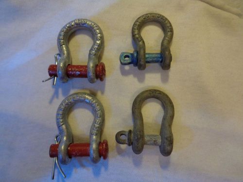 Lot of 4 galvanized  anchor shackle - 1/2 &amp; 3/4 ton for sale