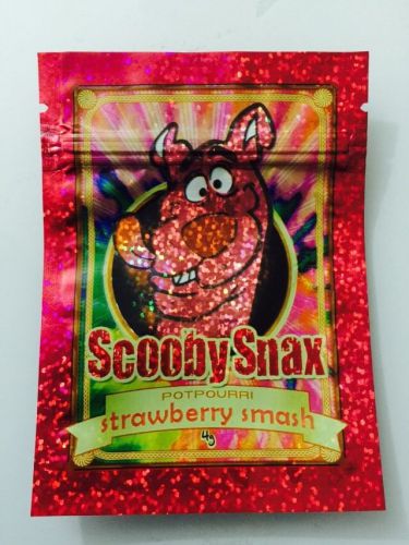 100 scooby snax strawberry 4g empty mylar ziplock bags (good for crafts jewelry) for sale