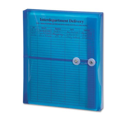 Poly String &amp; Button Booklet Envelope, 9 3/4 x 11 5/8 x 1 1/4, Blue, 5/Pack