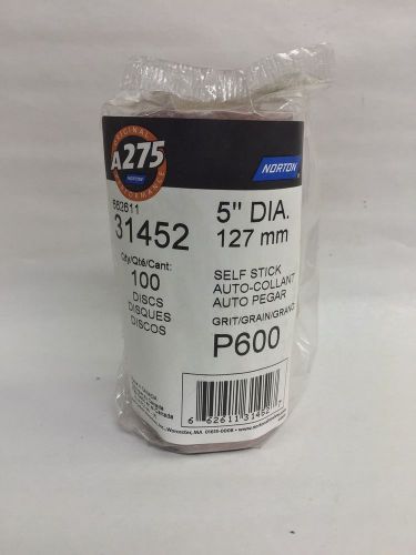 Norton A275 600 Grit Roll Sandpaper Discs 5&#034; Dia. 100ct 31452 USA SHIPPING
