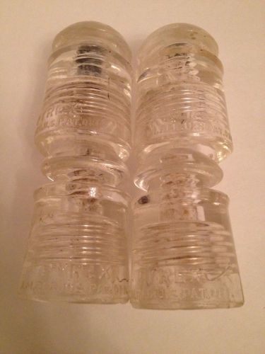 4 Vintage Pyrex Telephone Pole Insulators Phone Clear Glass Nice Used Condition